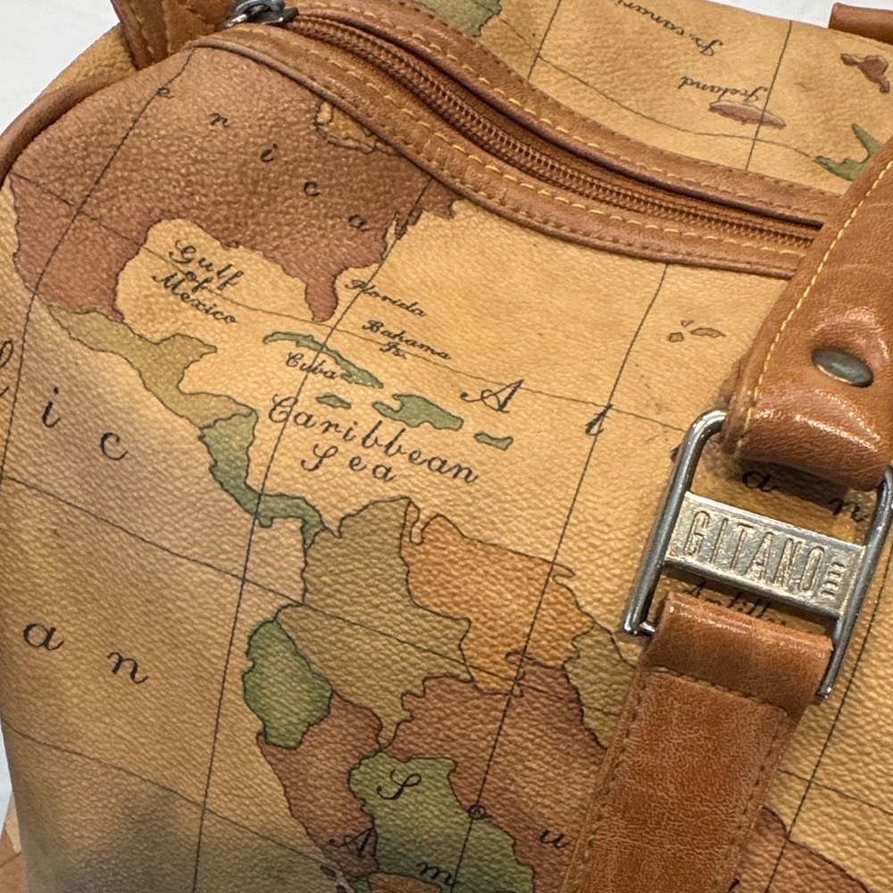 Gitano Tan Travel Bag with World Map Design - Picture 9 of 14